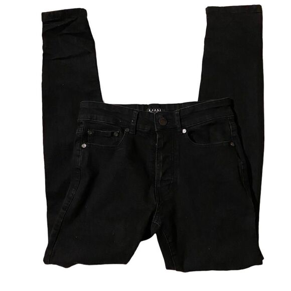 BoohooMAN Black Button Fly Distressed Jeans Sz 28 - Picture 9 of 9